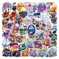 50 piece pack of colourful tea cup graffiti waterproof stickers for sports scooters and luggage in Nordic style