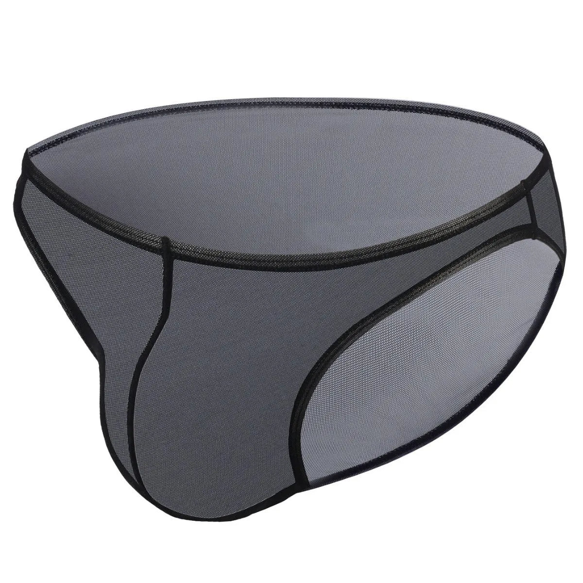 Men's black triangle briefs with low-waist design and quick-drying nylon fabric