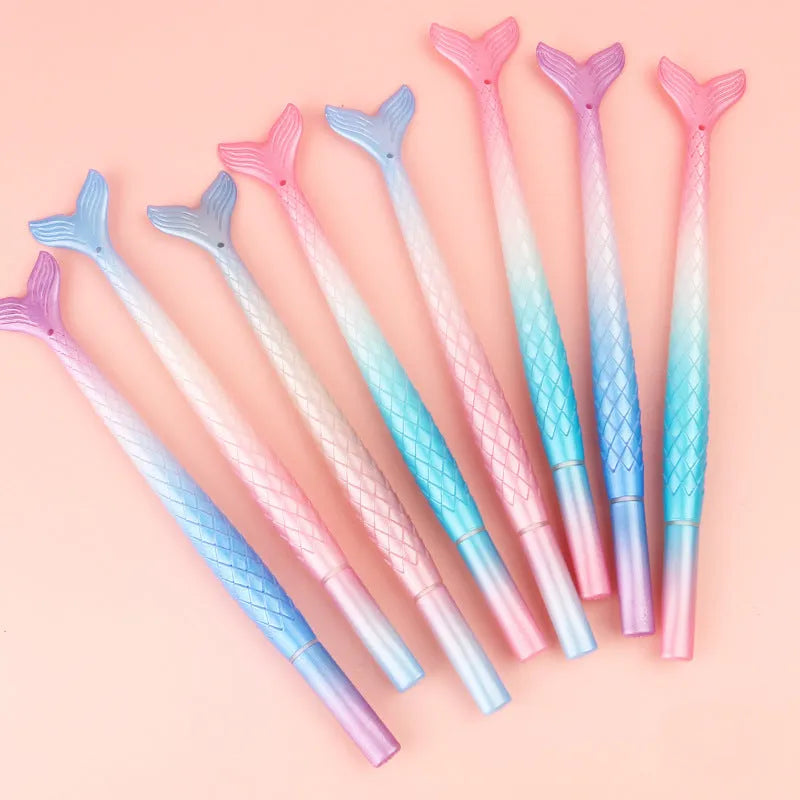 0.38mm fine point ballpoint pen with mermaid cartoon design showing plastic shell construction