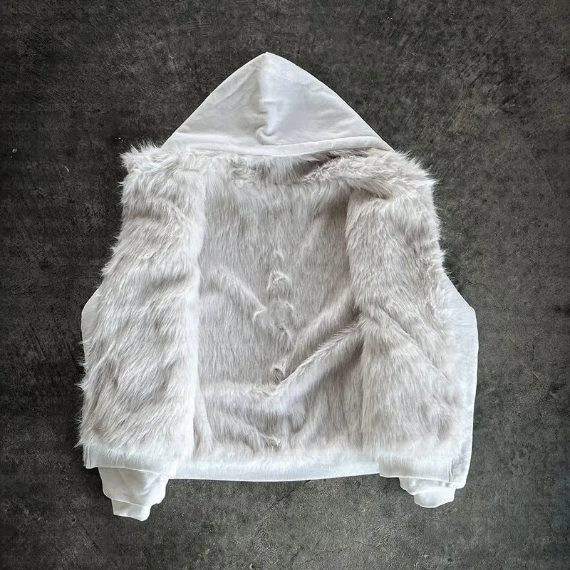 Unisex baggy coat in solid black or white polyester with cardigan style and long sleeves