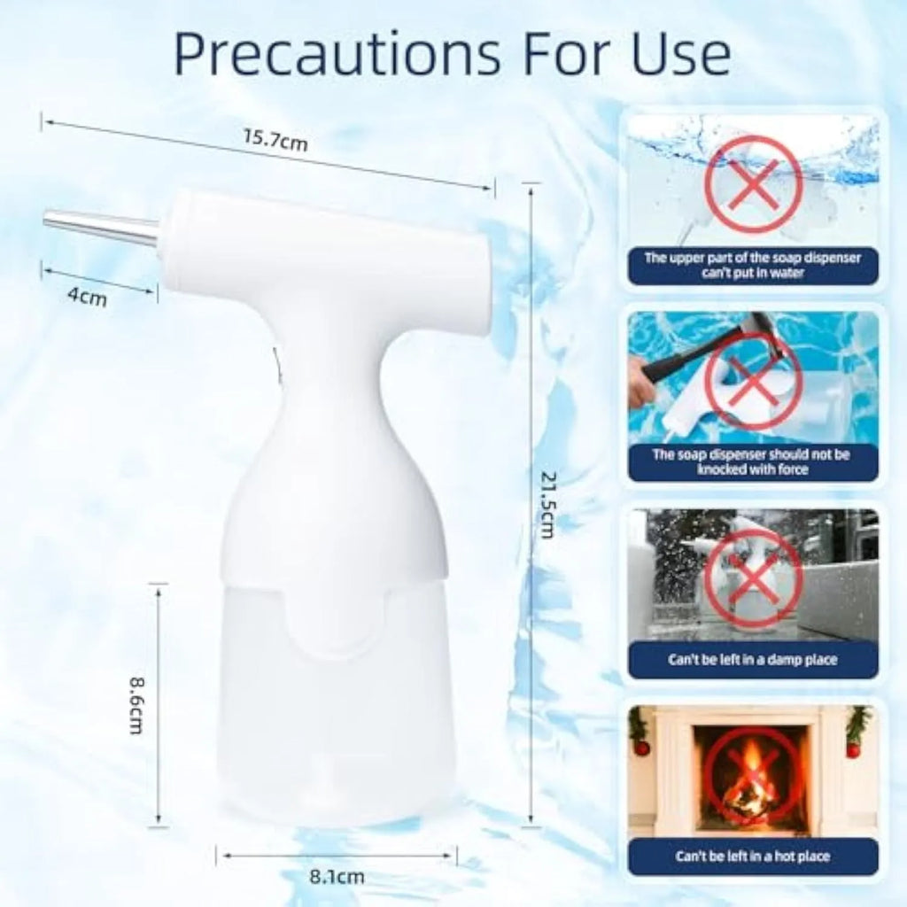 White electric foam soap dispenser with two nozzles for pet bathing and home cleaning