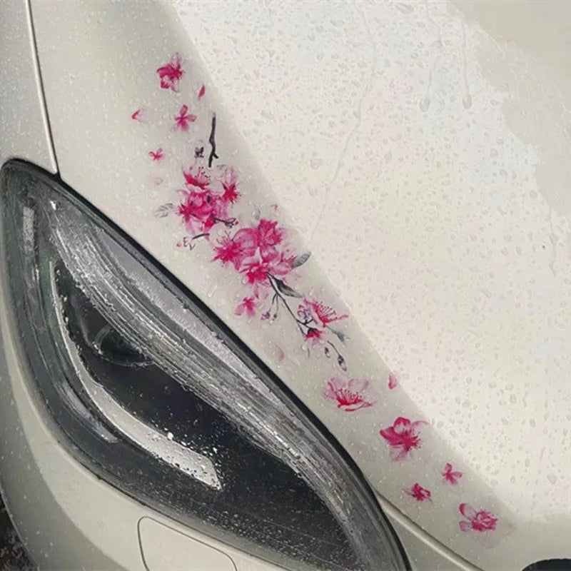 Cherry blossom pattern car sticker on vehicle window in two size options