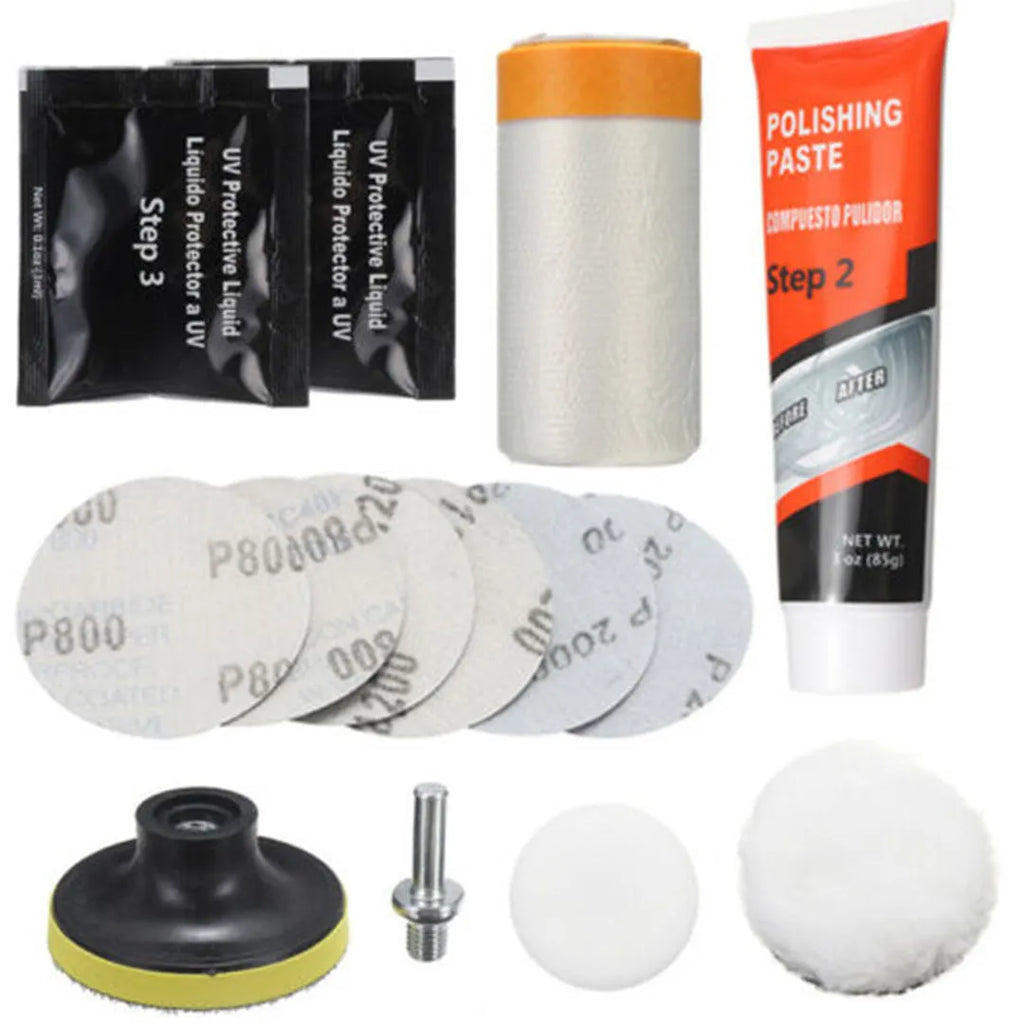 Carbon steel headlight repair tool for vehicle and machine maintenance tasks