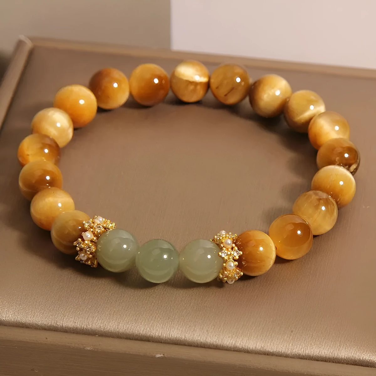 Natural tiger's eye U-shaped bead bracelet with simple auspicious patterns