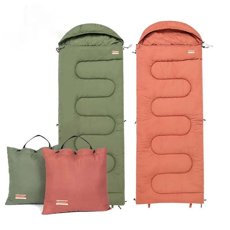 Cotton sleeping bag quilt for outdoor camping in ochre or olive green colour