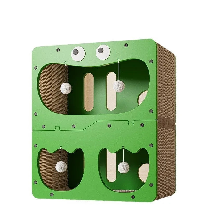 Double layer cat scratching board and nest in wear-resistant material with multiple style options