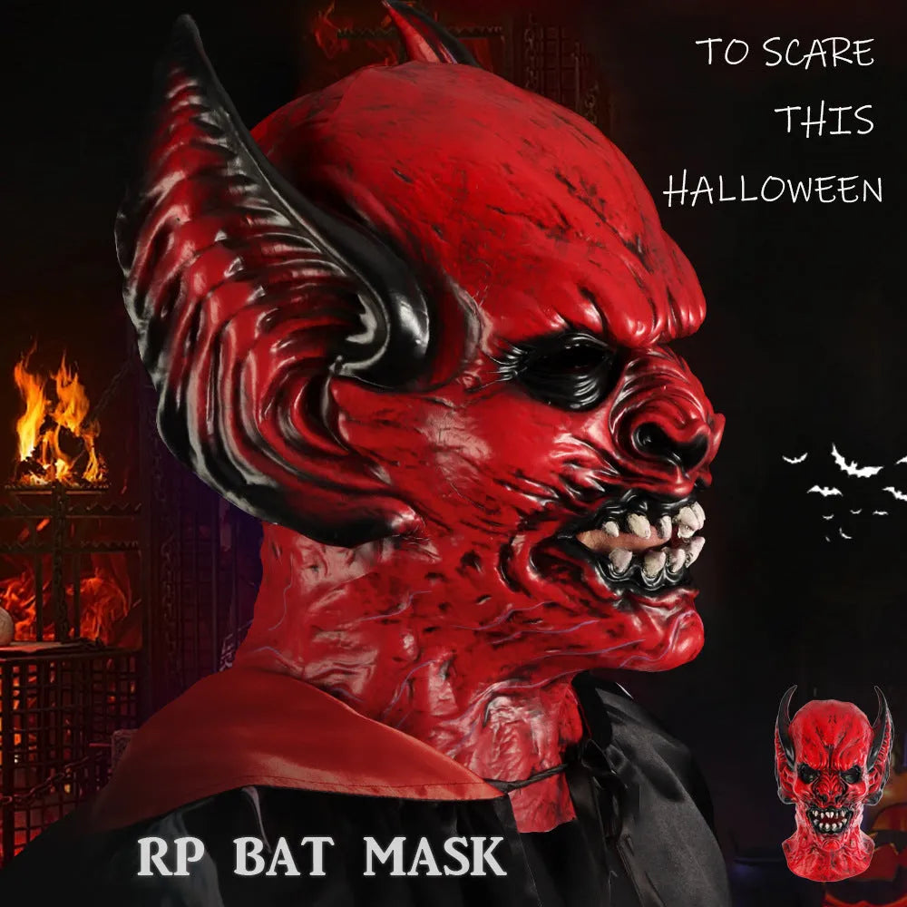 Red bat hood mask for horror dress up parties