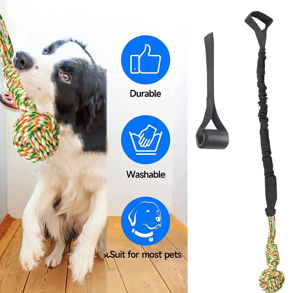 Cotton thread dog tug-of-war rope toy in black, grey, or red colours for interactive play