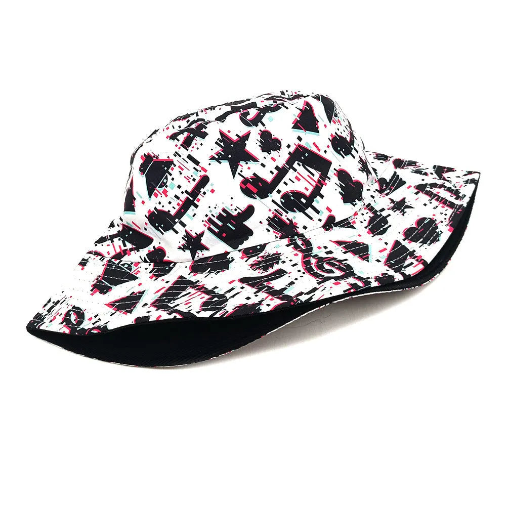 Musical note pattern printed bucket hat in retro dome crown style