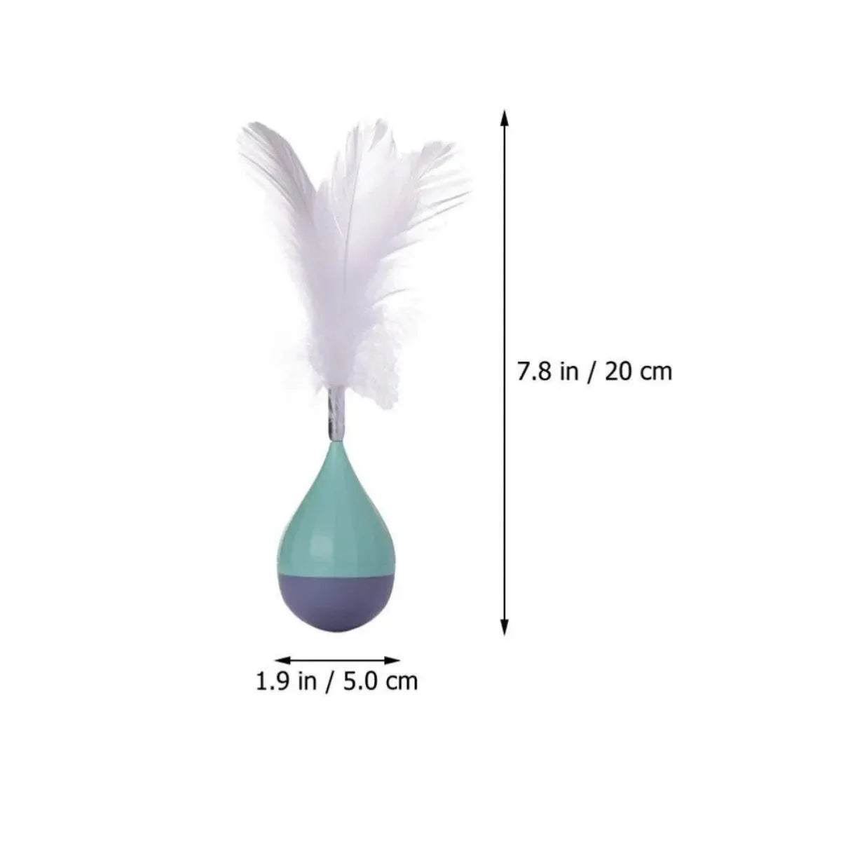 Green and pink feather tumbler cat toy with self-healing design