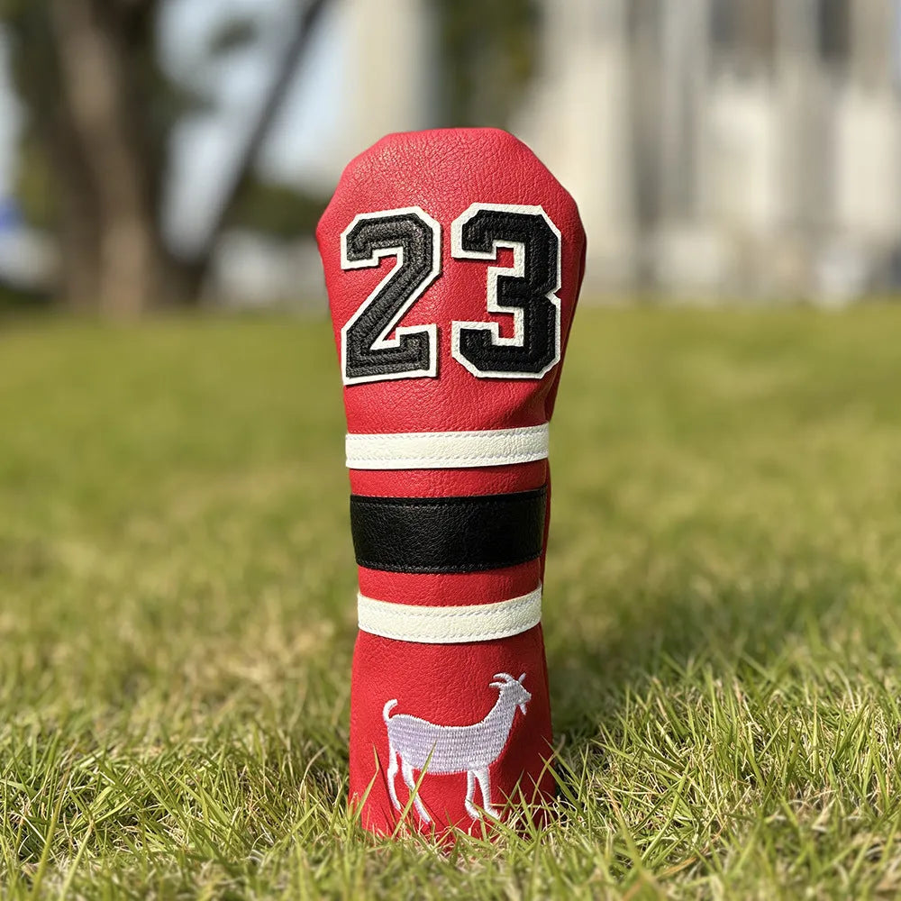 Set of four PU golf club sleeves in matching colour with different shapes for utility clubs, putters, and numbered irons