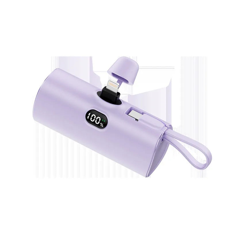 Capsule digital display wireless power bank with built-in plug in five colour options