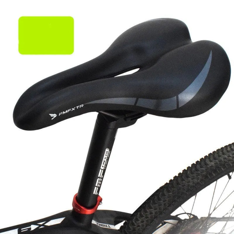 Bike saddle cushion with PU leather cover showing hollow cushion design and mounting straps
