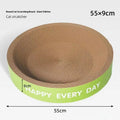 Green round 50cm diameter cat nest with integrated scratching boards and centre cushion area