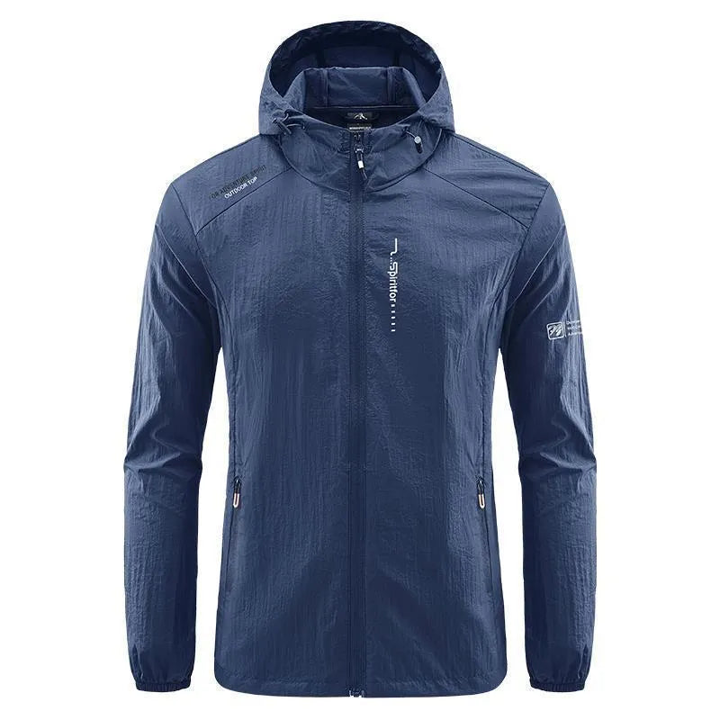 Men's lightweight nylon summer jacket with hood in loose fit styling