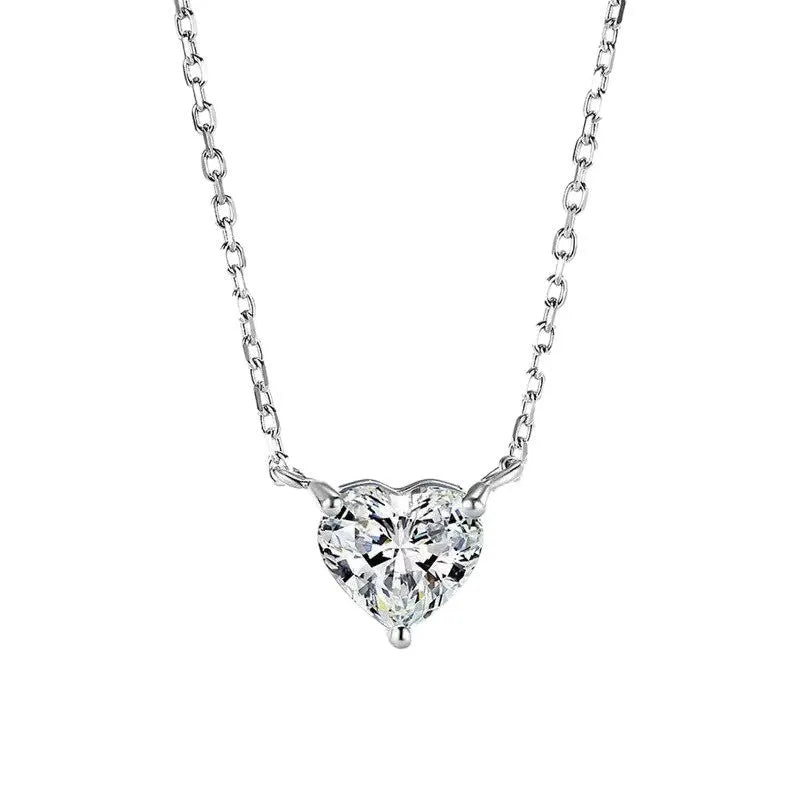 Women's silver heart necklace with minimalist copper pendant on chain