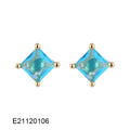 Gold-plated drop earrings with pear-shaped candy-colour zircon stones in simple style design