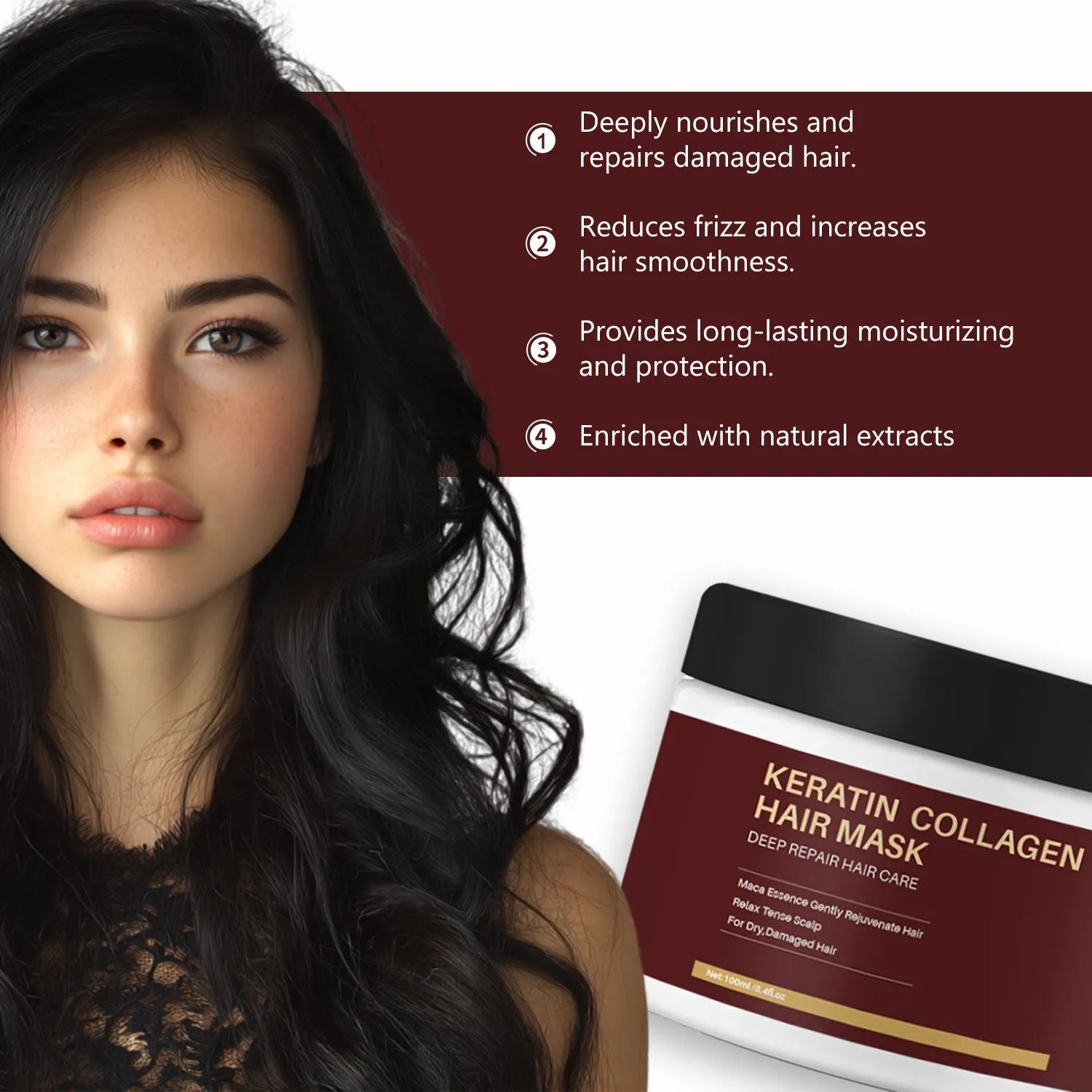 100ml collagen hair mask bottle for moisturising and repairing dry damaged hair
