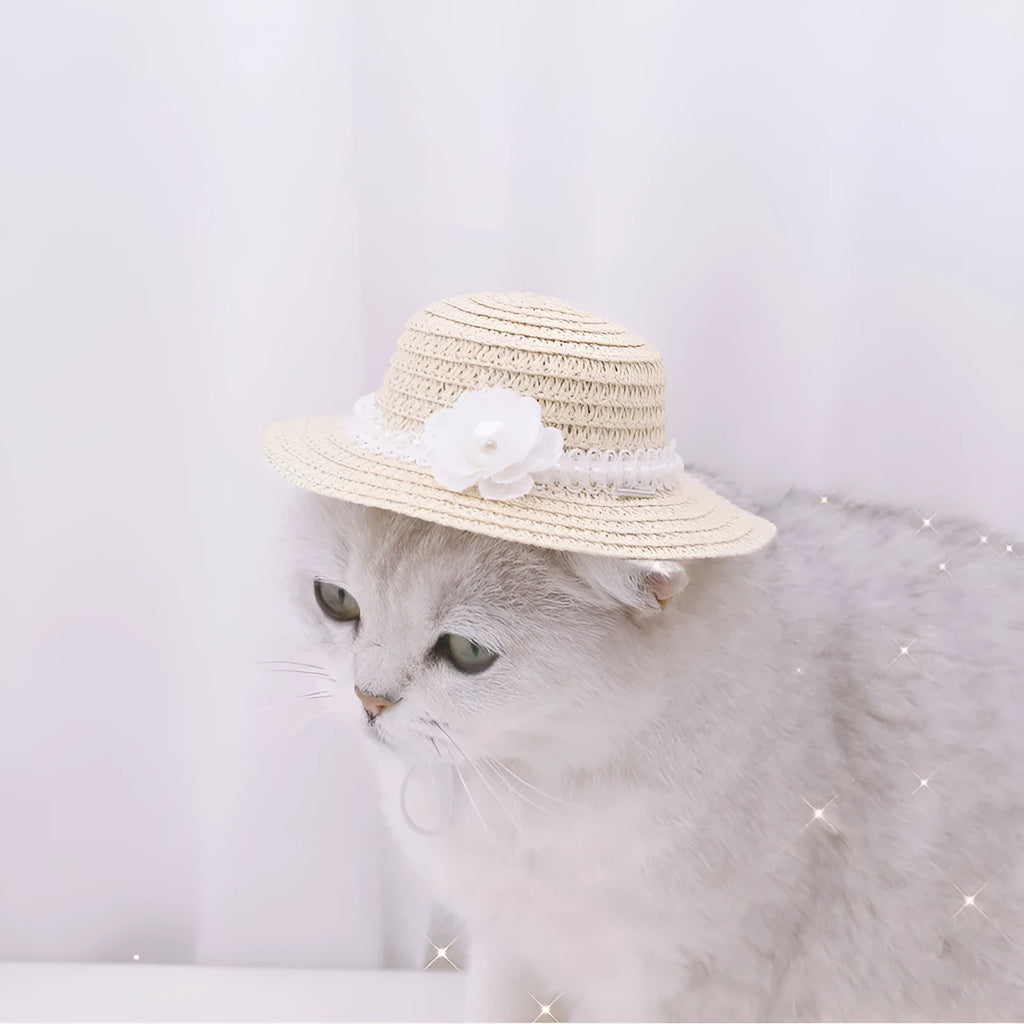Handmade adjustable bowknot pet hat for dogs and cats in cartoon style