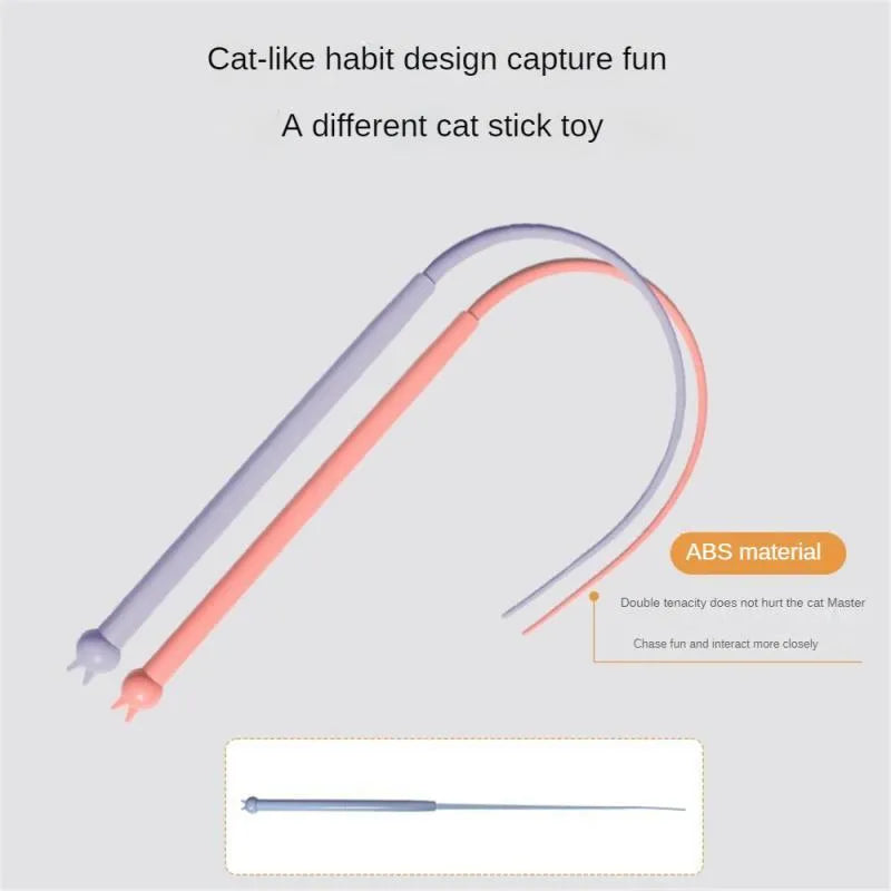 Blue silicone mouse tail cat toy with cat head design measuring 80cm in length