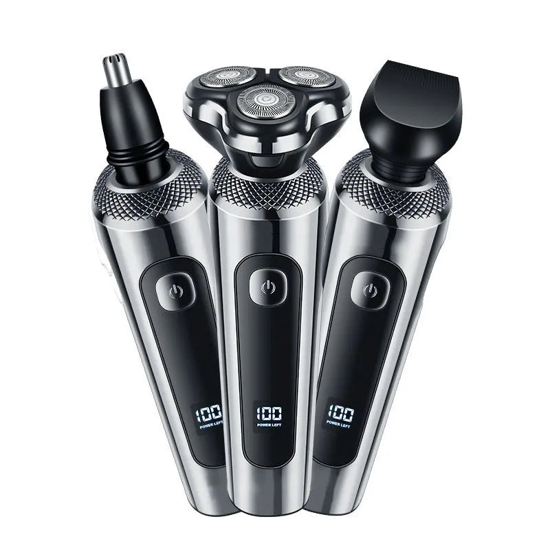 USB rechargeable washable beard scraper with digital display and five-in-one base bracket