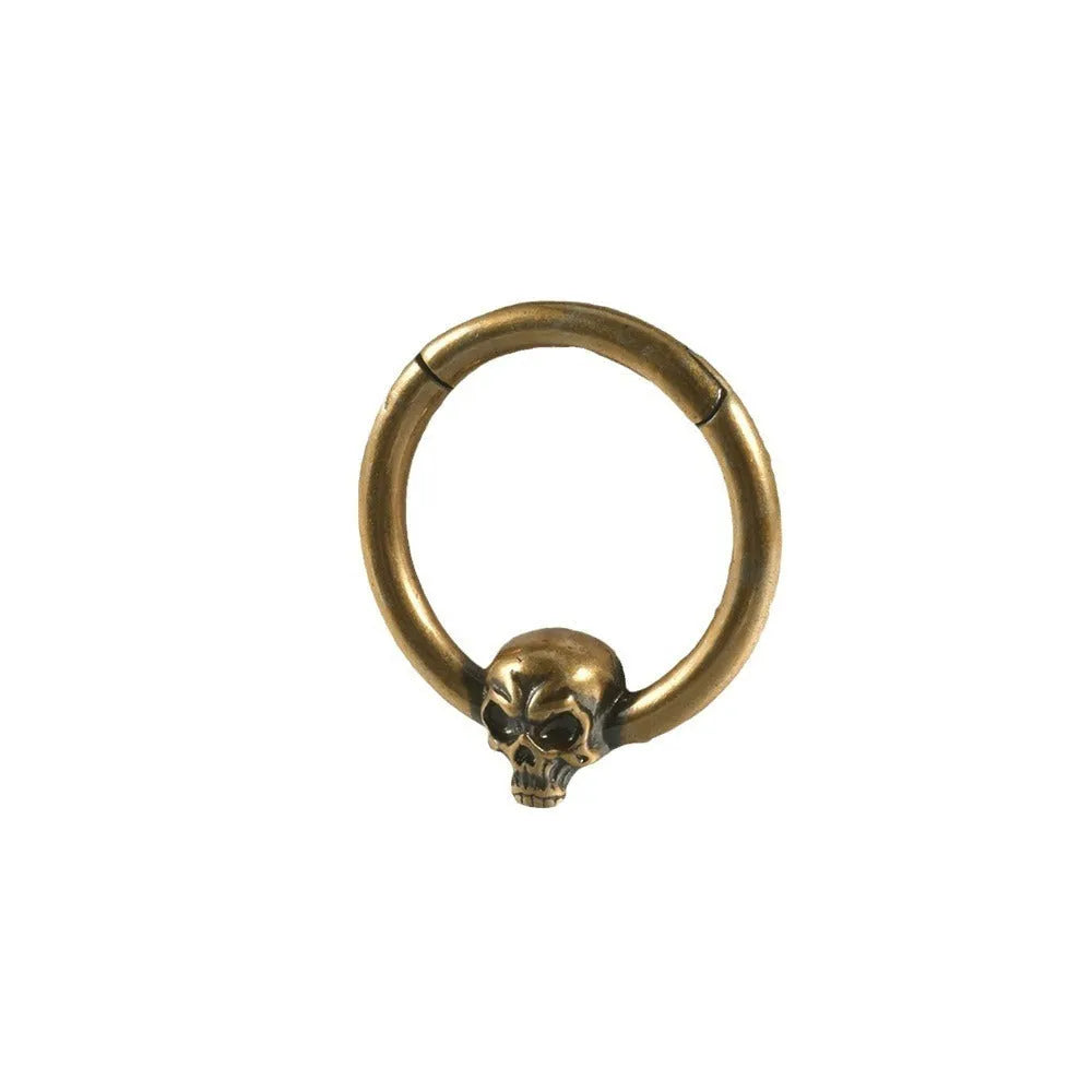 Copper ghost head punk earrings in antique silver and ancient gold finishes