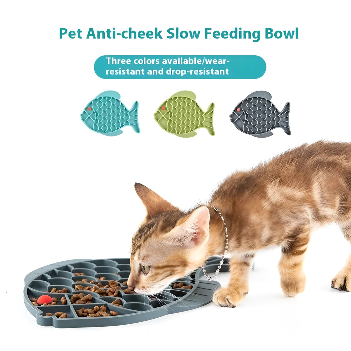 Silicone pet slow feeding bowl anti-choke in blue, grey or purple with OPP independent packaging