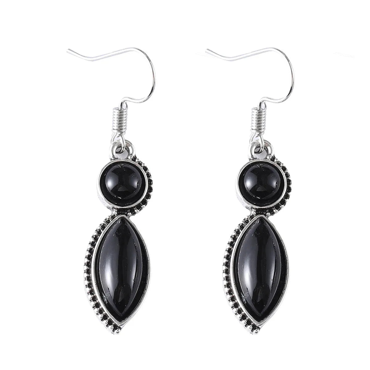 Vintage geometric Bohemian pendant earrings with black and purple colour
