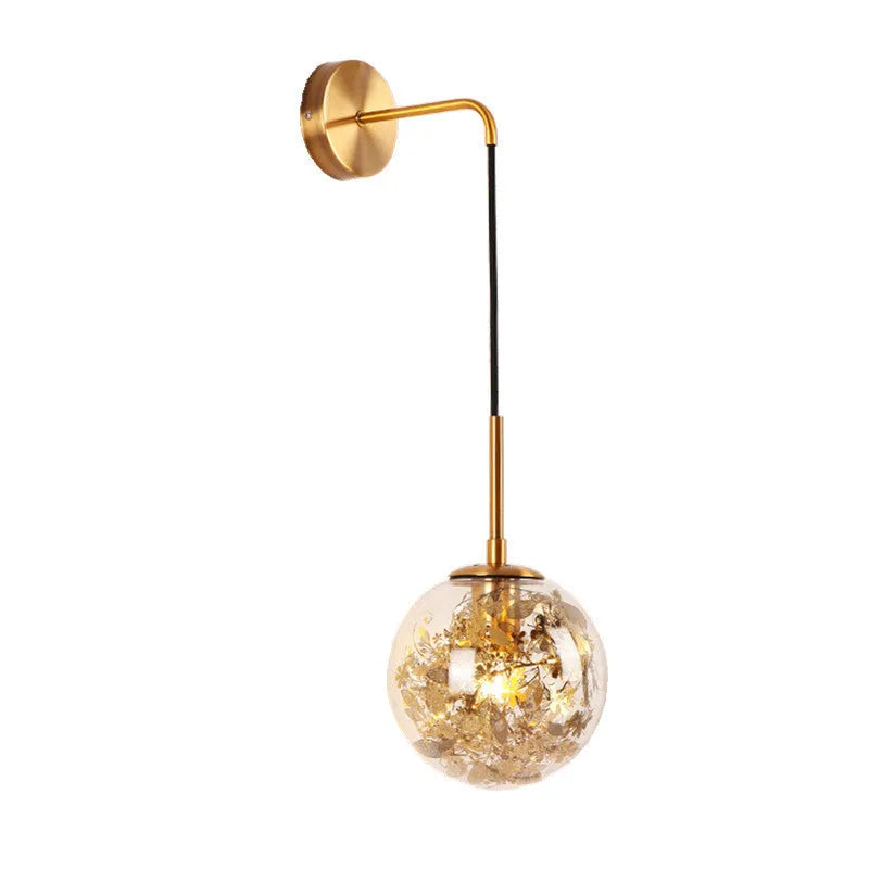Modern glass bedside wall lamp with LED light in gold or silver finish