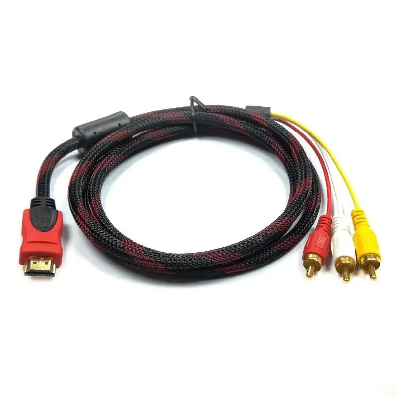 HDMI to AV conversion cable with gold-plated connectors and 1.5 metre length