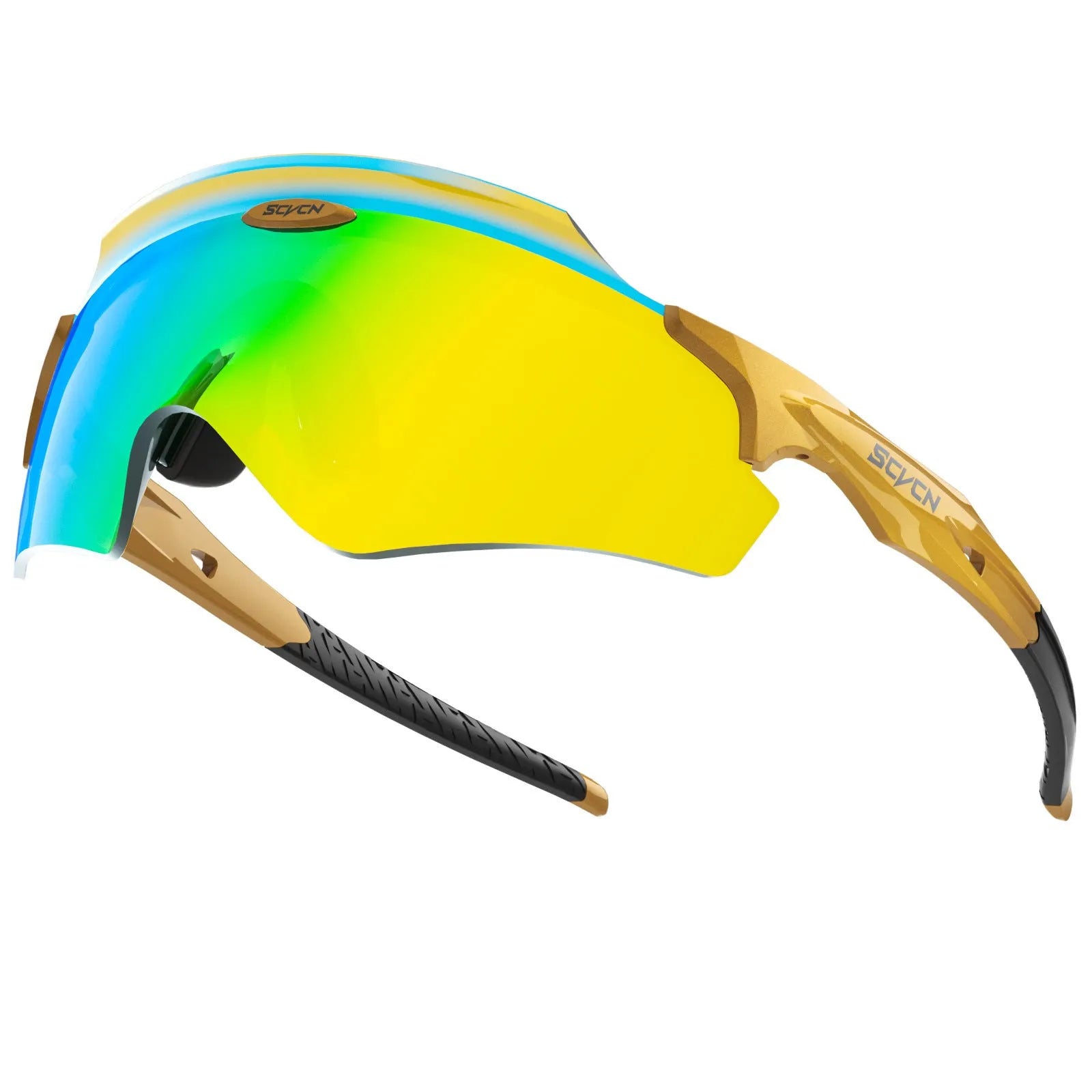 Frameless integrated lens athletic glasses in dazzling color with Tr material construction for sports