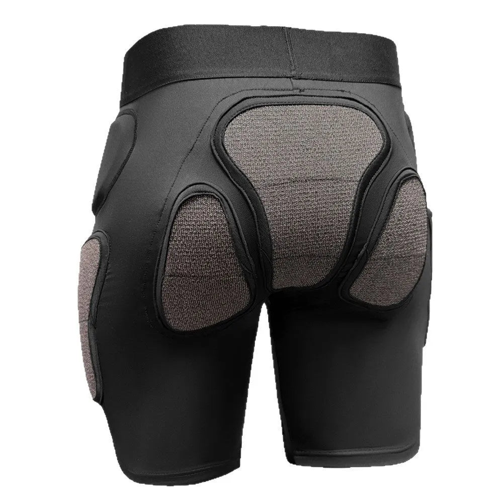 X-ray diffraction ski protective gear showing hip pad and knee pad styles for anti-fall sports safety.