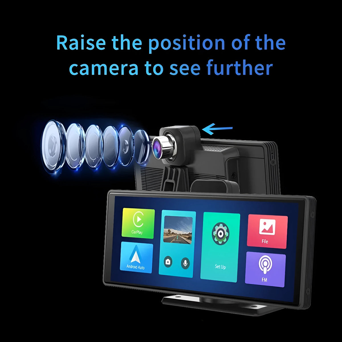12-inch touch screen car DVR with front and rear cameras for dual recording and parking monitoring