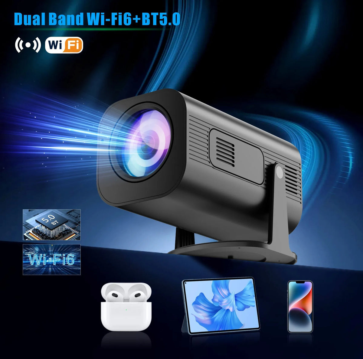 P330 portable mini projector in black or white colour with remote control and power cable