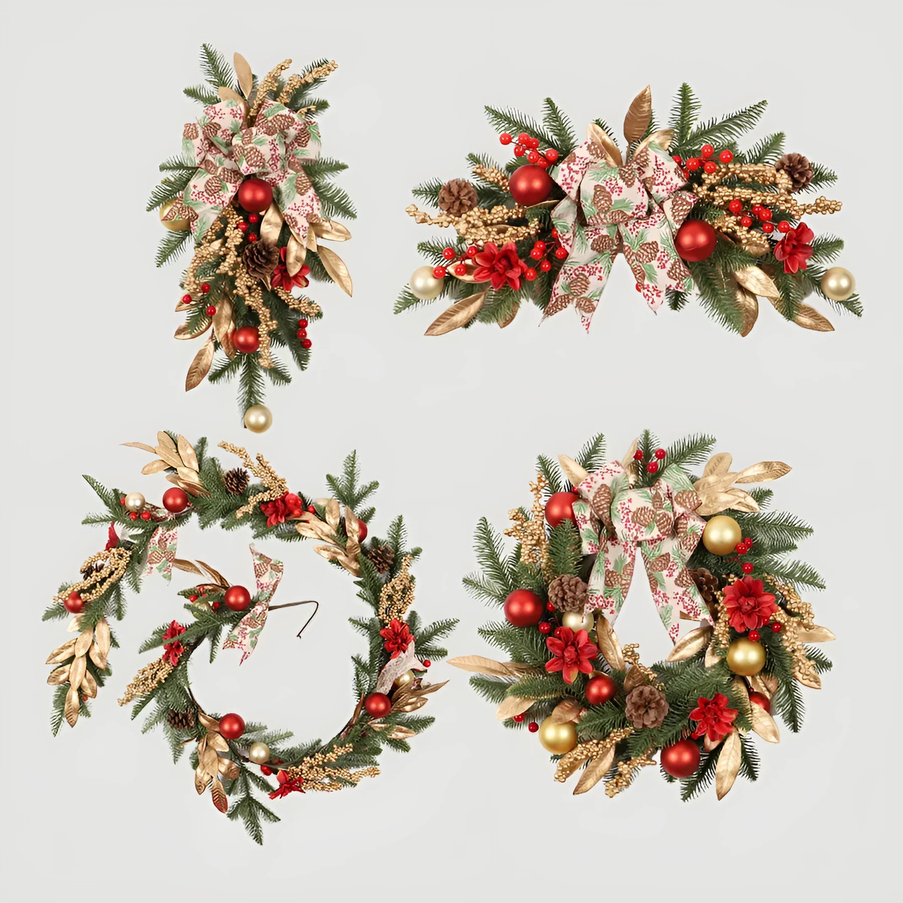 Creative Home plastic Christmas garland with upside down ornaments in American country style.