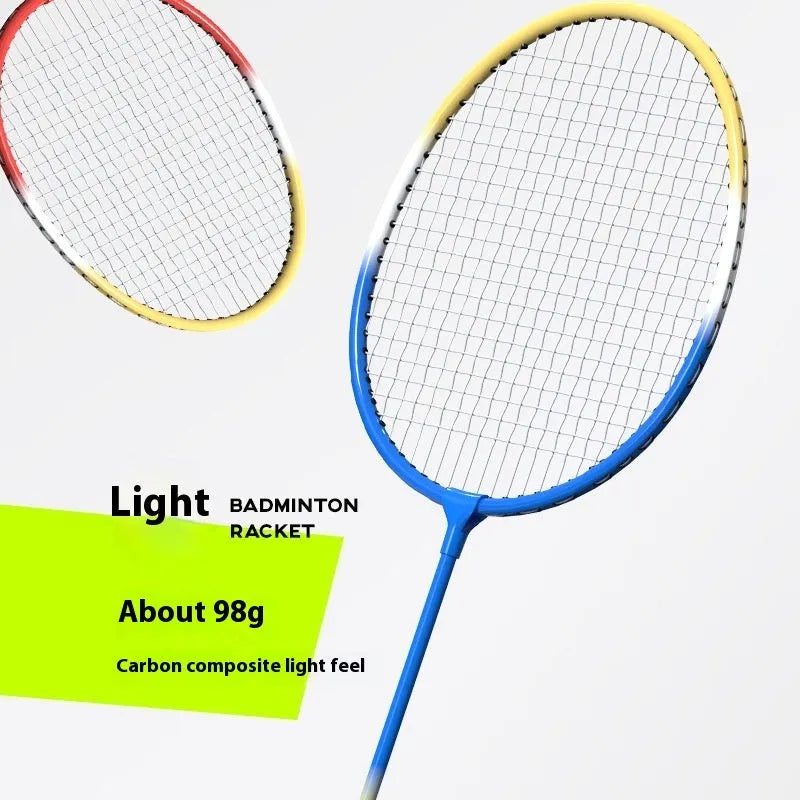 Blue and red alloy ultra-light split badminton racket pair for recreational play