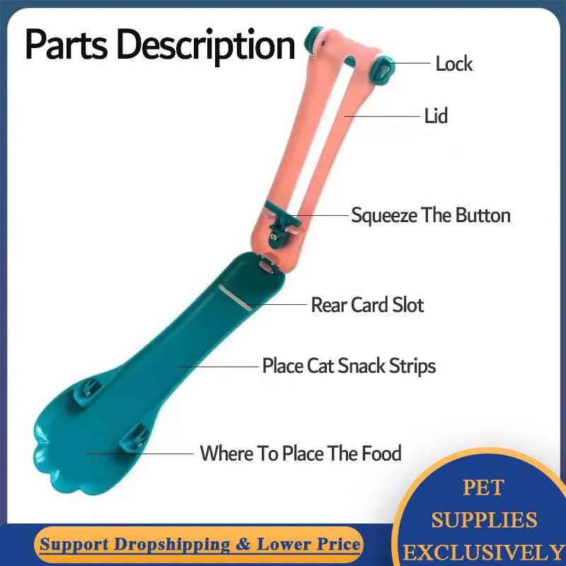 Green and pink pet feeding spoon with extrusion design for liquid food and snack dispensing
