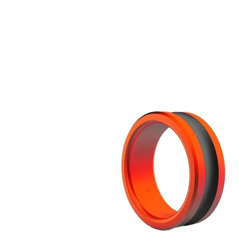 Orange and silver alloy fishing hand guard pull loop with non-slip surface