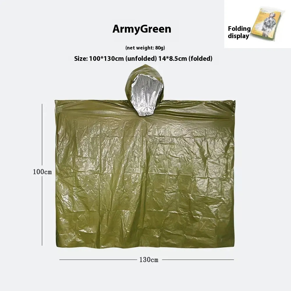 Orange and army green marathon cross-country raincoat with 100x130cm dimensions