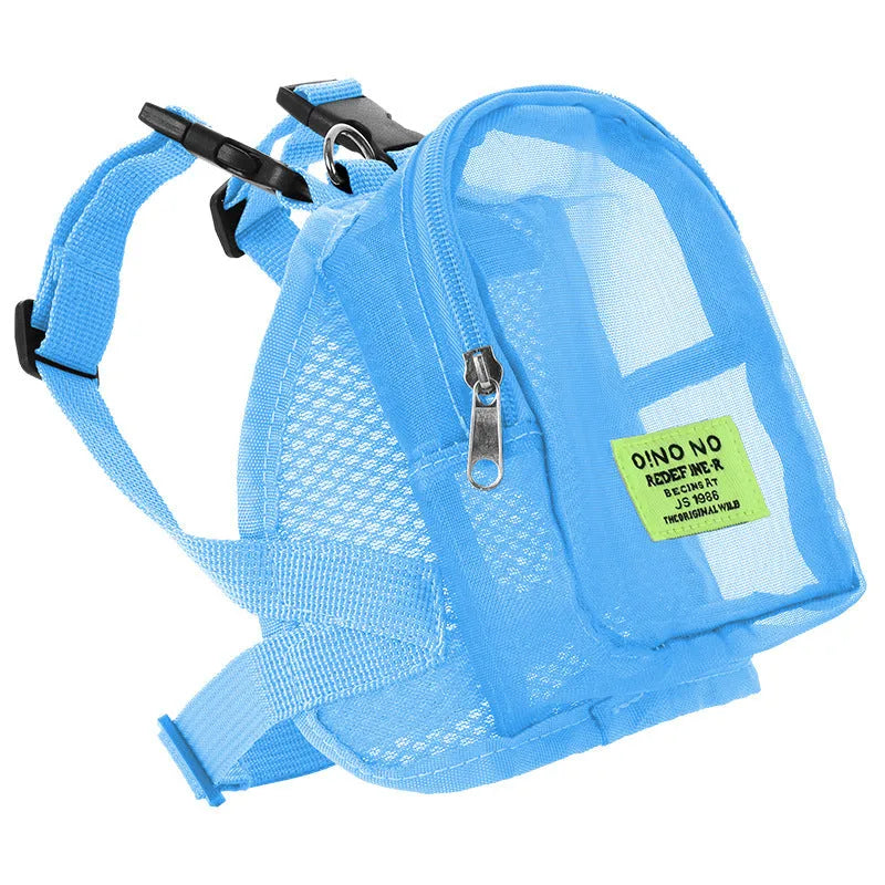 Solid-colour breathable dog carrier backpack for hands-free pet transport in blue, purple, black, or dark grey.