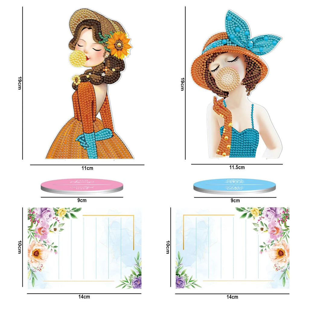 Diamond painting decorative note clip with handmade American style craft on desktop