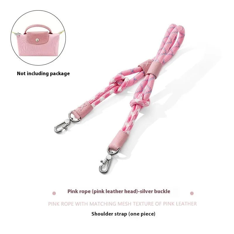 Braided nylon and leather shoulder strap with alloy buckle for bag modification