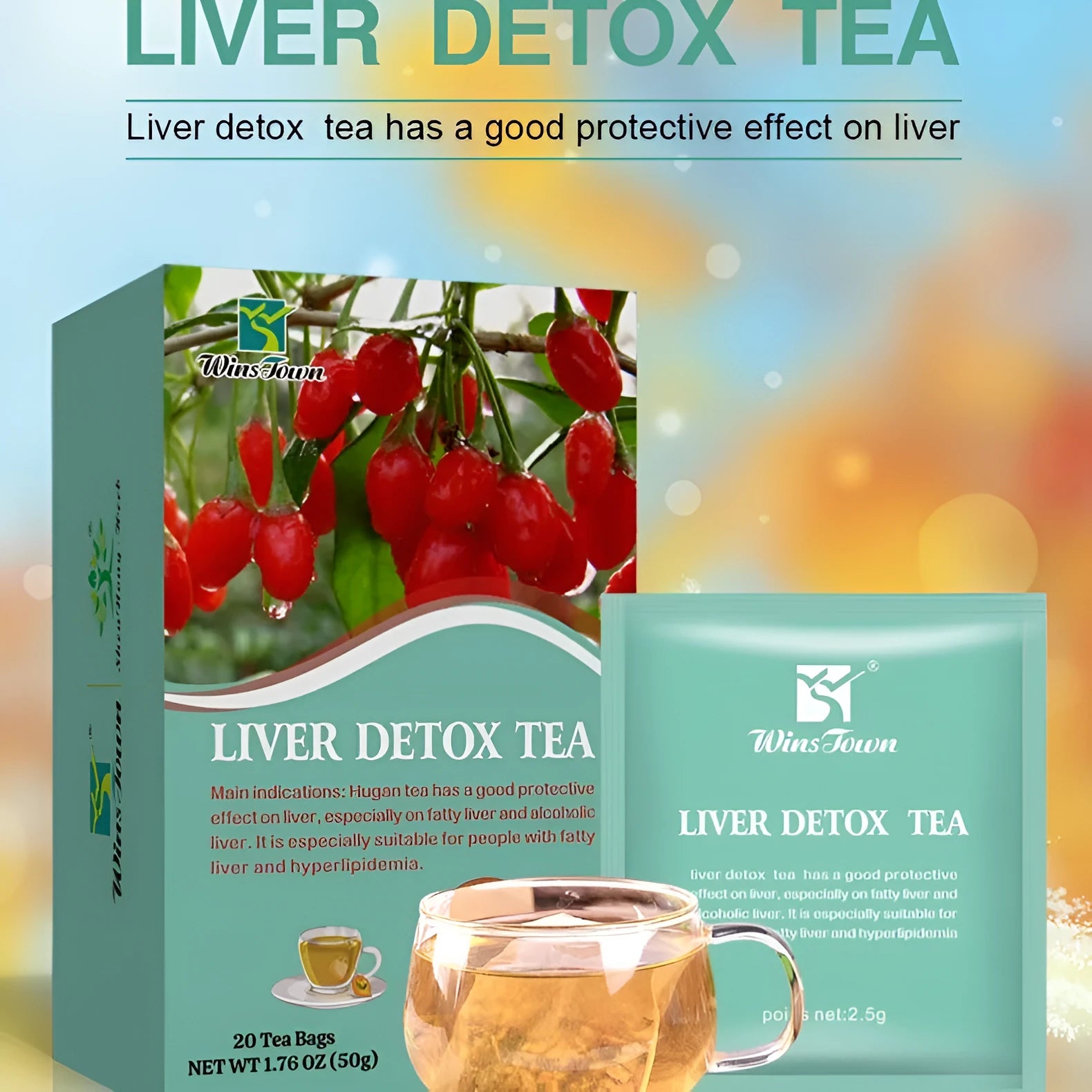 Box of Herb Substitutional Tea with 50g net content label.
