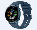 Round smart sports watch with silicone strap showing heart rate and sleep tracking on its touch screen.
