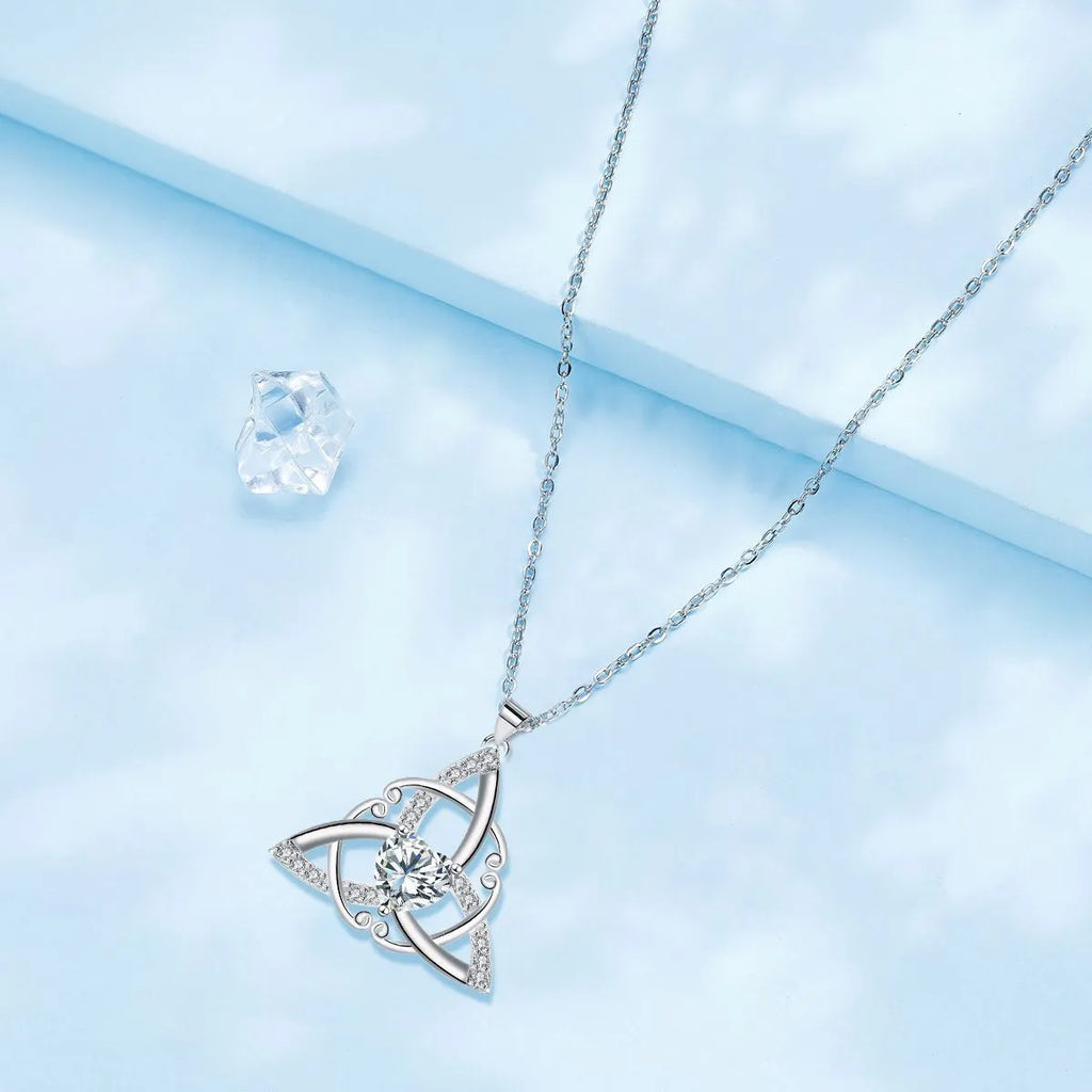 Geometric Celtic knot necklace for women in electroplated copper with colour options