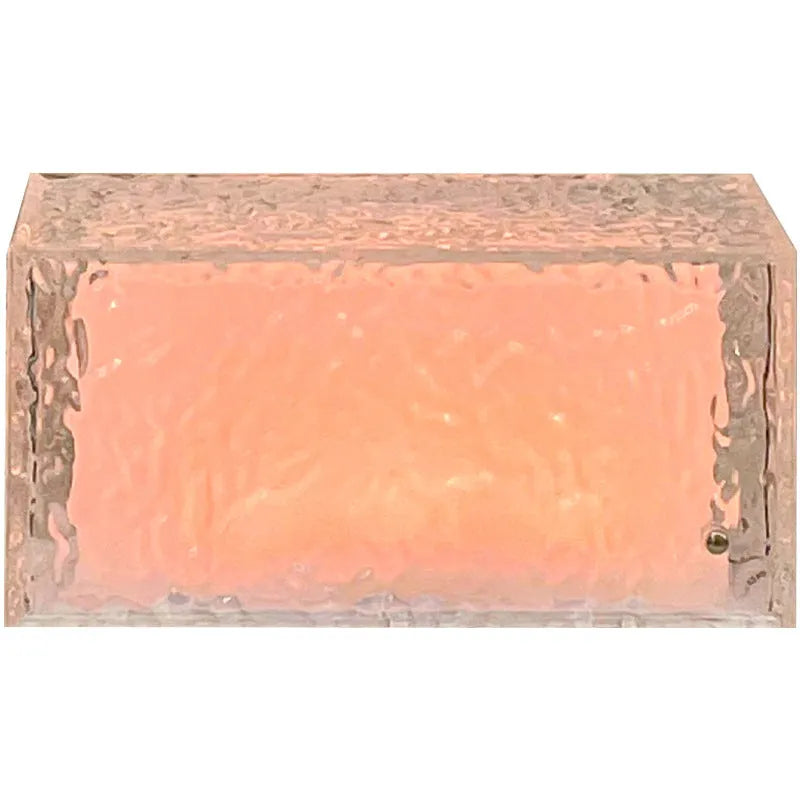 Geometric clear acrylic night light showing colour changing illumination