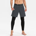 Men's grey quick-drying high elastic tight pants for running and fitness.
