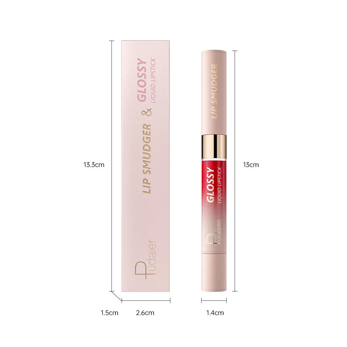 Double-headed lipstick and lip gloss in matte finish, showing ten different shade colour options.