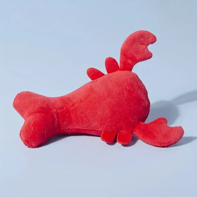 Red lobster stuffed dog toy with crab design for small medium dogs