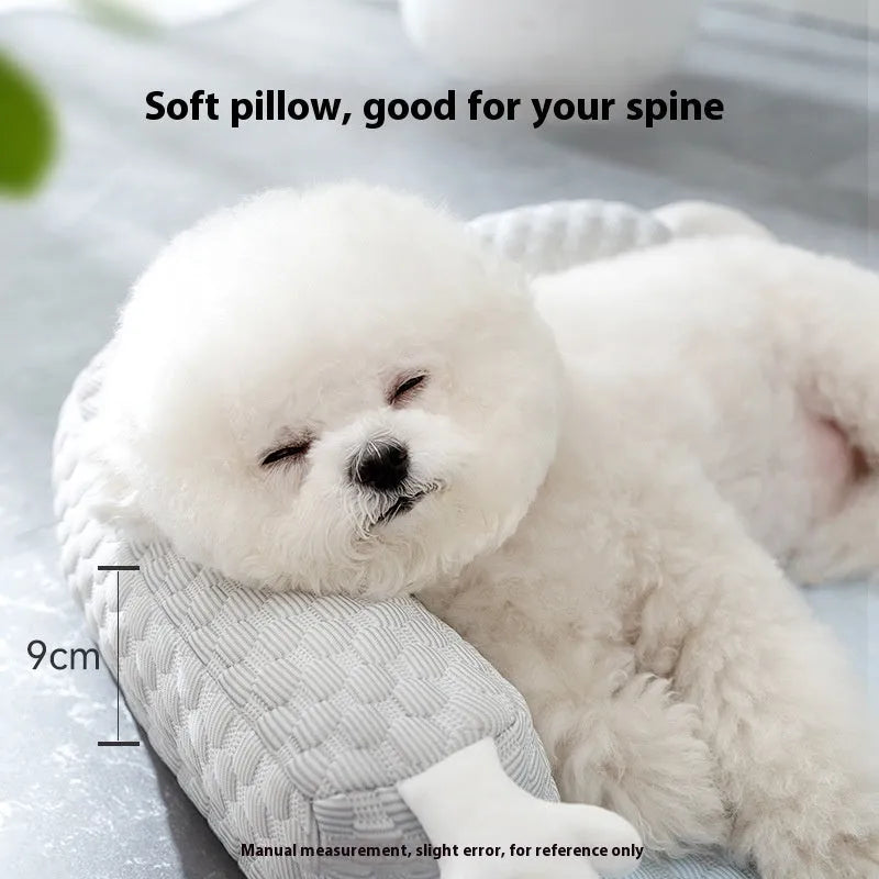 Cool feeling breathable PP cotton dog mat in blue or green, sizes S to XXL, for dogs and cats